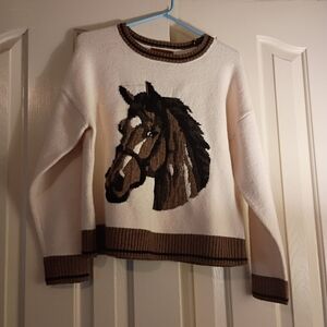 Belldini Sweater - Cream and Brown Perfect For Rodeo. Hello Vegas